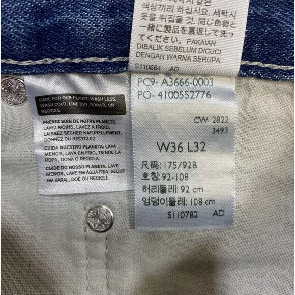 Levi's Silver Tab Straight Jeans Mens 36x32 Blue Relaxed Grunge Distressed Denim - Picture 6 of 10